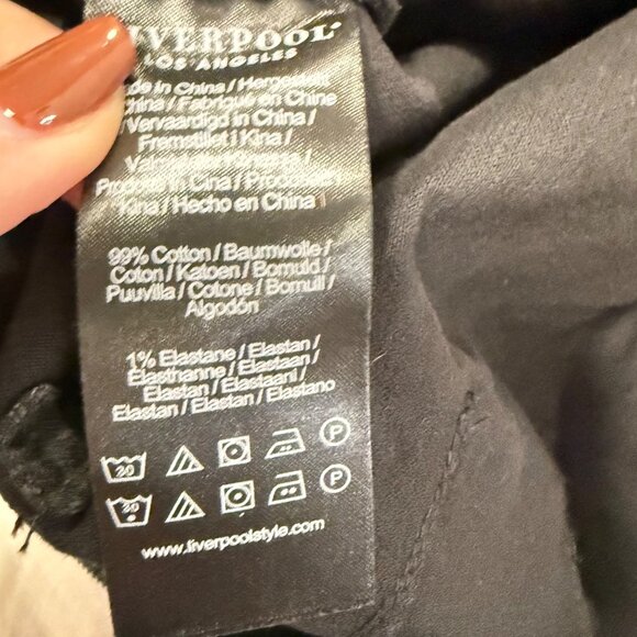 Liverpool Crop Wide Leg Micro Corduroy Patch Pocket Black Pants Size 10 - Picture 5 of 6